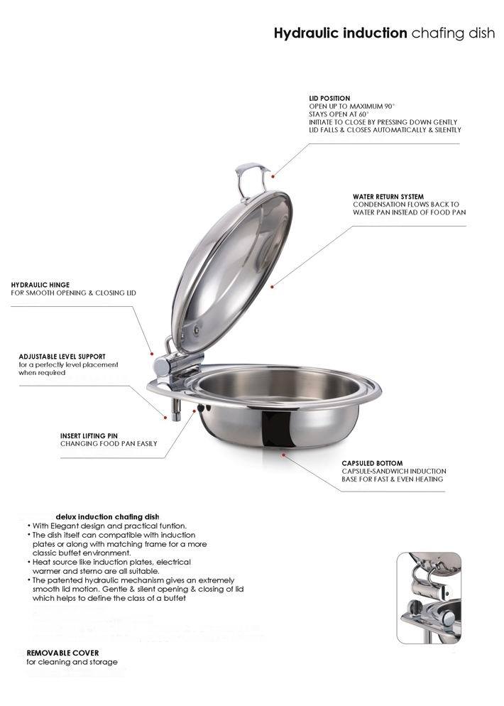 Half Size Induction Chafing Dish with Glass Lid