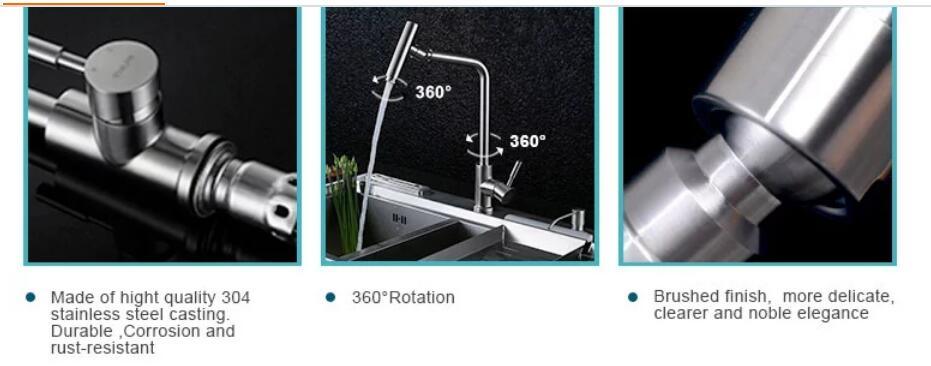 Precision 304 Stainless Steel Single Hole Faucet Kitchen Mixer Tap