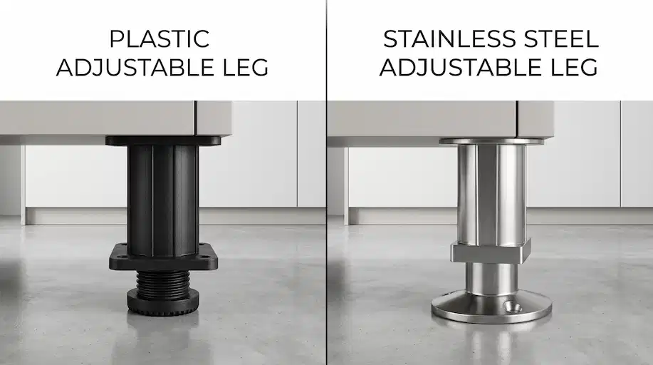 Plastic vs. Metal Adjustable Feet.webp