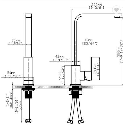 New Arrive Style Water Grifos Square Body and Single Handle Cabinet Tap Modern Cooking Mixer 304stainless Steel Kitchen Faucet