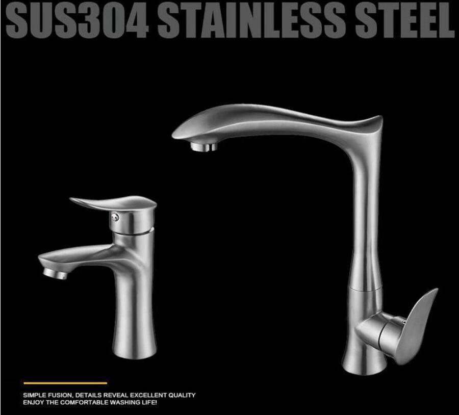 Single Handle Deck Mounted Spout Ceramic Cartridge Ss 304 Shark Shape Luxury Home Kitchen Faucet Mixers