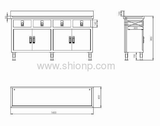 Stainless Steel 4 Doors Working Desk