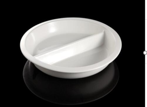 Small Round Straight Lattice Porcelain Divided Food Pan