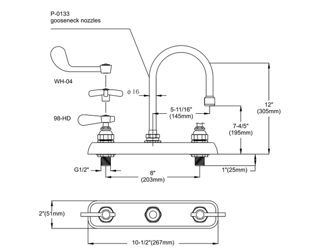 Deck-Mounted Double Workboard Faucet 