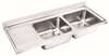 Stainless Steel Double Bowl with Drainboard Kitchen Sink