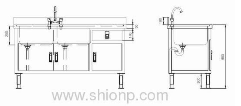 Stainless Steel Dual-Basin Washing Desk