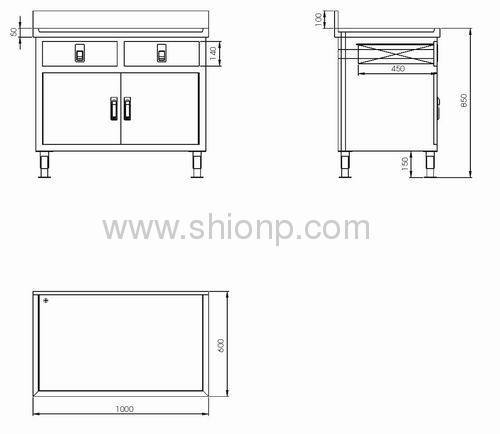Stainless Steel Two Doors Working Desk