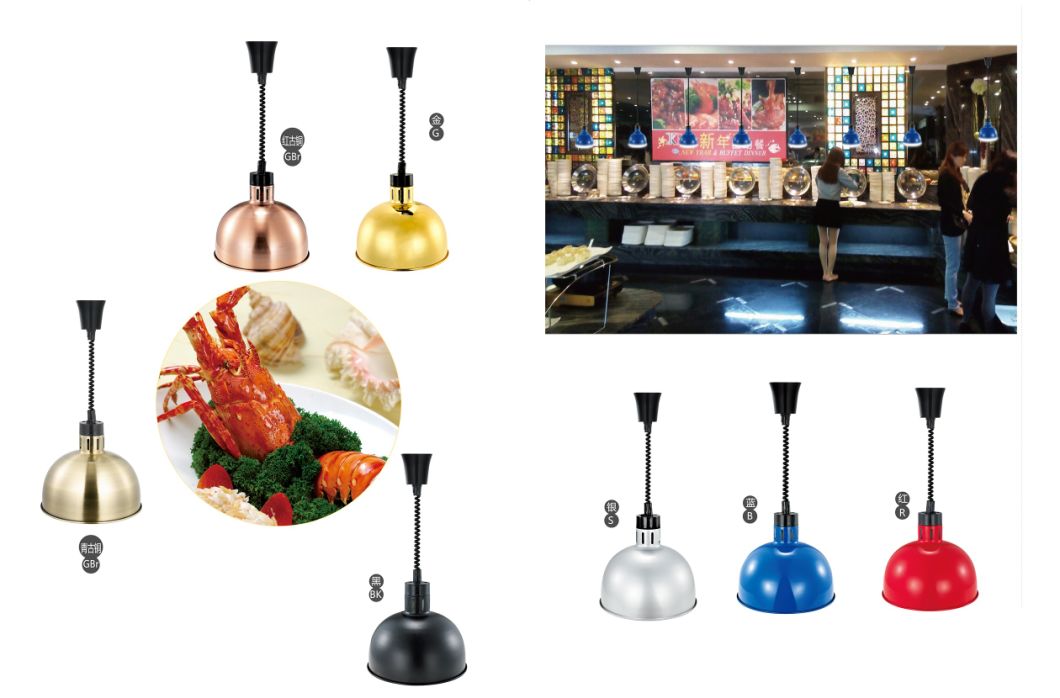 Catering Decorations Restauarnt Food Warmer Colorful Single Head Hanging Food Heat Buffet Lamp