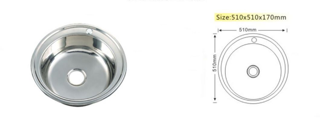 Stainless Steel Single Pot Kitchen Small Round Pot Hook Kitchen Washbasin 490