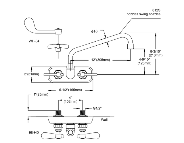 Wall-Mounted Double Workboard Faucet