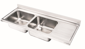 Stainless Steel Double Bowl with Drainboard Kitchen Sink